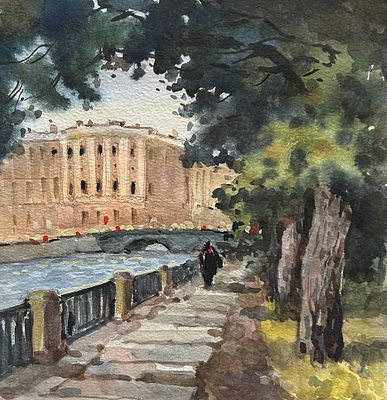 Е .Соколова "Летний день" бумага акварель.