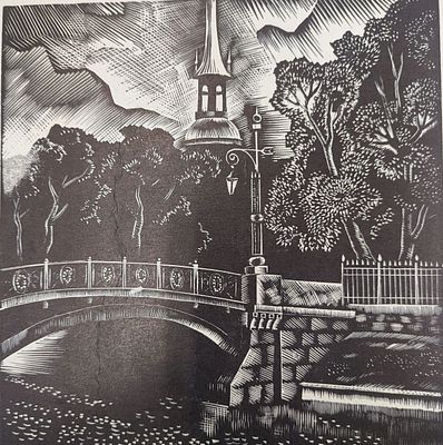 Д. Бучкин "Ленинградский пейзаж"(34-29 см. лист, 16-15.5см изображение.) линогравюра. 1982 год. 