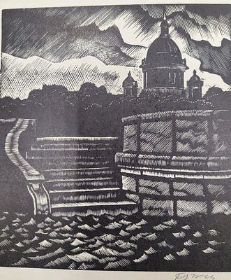 Д. Бучкин "Набережная Невы" , линогравюра 22-24 см.-лист, 12-14 см.-изображение.1982 год.Ленинград.