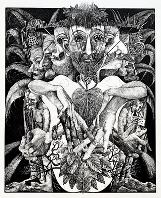 Яхнин Олег. Большой Кодекс. Анатомия Мужчины. Часть диптиха. 2000, офорт, 28,2 х 22,2 см, лист 