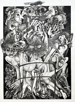 Яхнин Олег. Большой Кодекс. Анатомия Женщины. Часть диптиха. 2000, офорт, 28,2 х 22,2 см, лист 