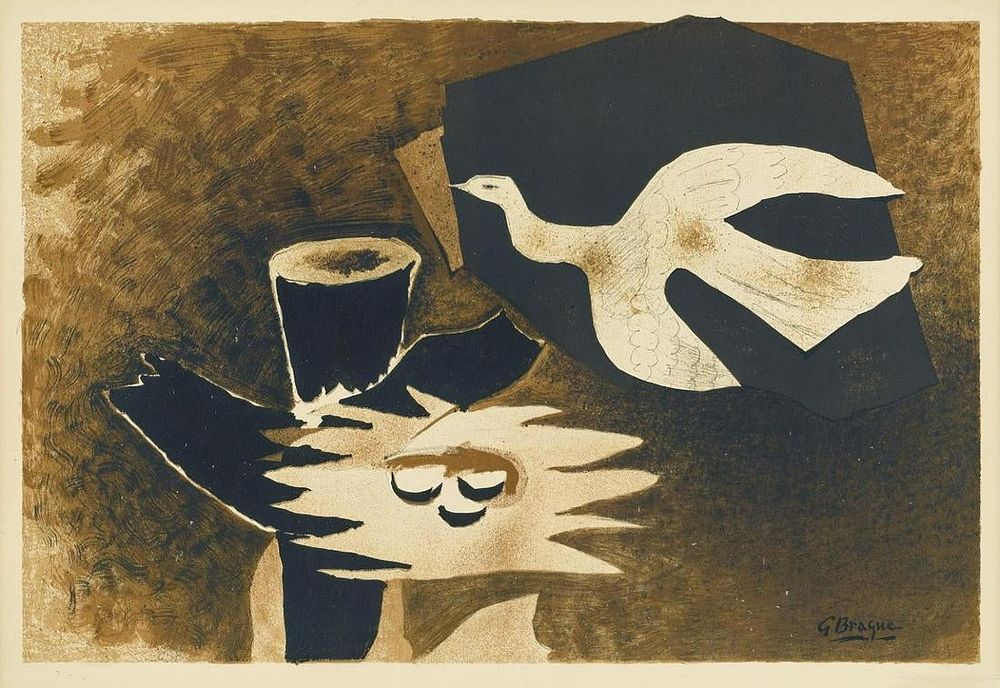 Птица и ее гнездо (LOiseau et Son Nid) Жорж Брак 1956г. Paris Maeqht. бумага, литография. 