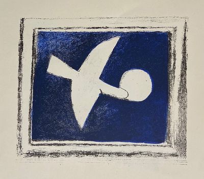 Жорж Брак. Птица и луна. 1963г. Mourlot. Париж. Бумага, литография. Размер 32.0 х 24.5; 17.0 х 