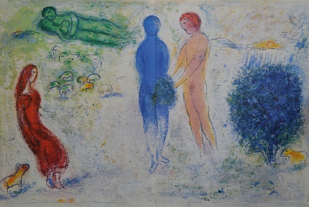 Дафнис и Хлоя. Марк Шагал. 1972г. бумага. литография. 32.0 х 48.0(р.и.). В хорошем состоянии.