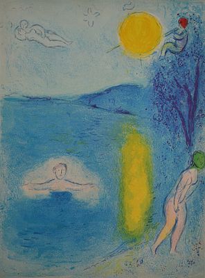 Дафнис и Хлоя. Марк Шагал. 1972г. бумага. литография. 32.0 х 24.0(р.и.). В хорошем состоянии.
