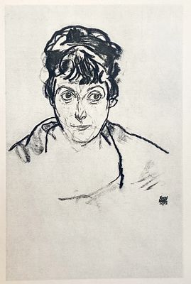 "Женский портрет". Эгон Шиле (1890-1918) Бумага, литография, отпечатанная в 1951 году для 