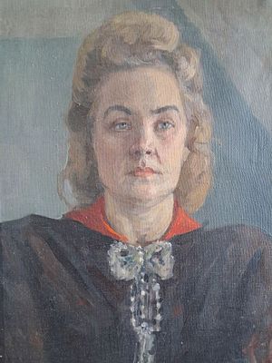 Коровяков А.П. . "Женский портрет " 1940 годы. 65.5-46 см.Ленинград. Александр Петрович 