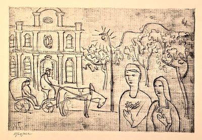 А. Каплан "Извозчик " , 1979 год, офорт, 17-25 см. Анатолий (Танхум Левикович) Львович Каплан 