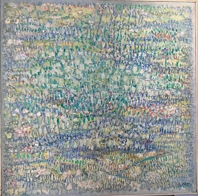 Юрий Гобанов "Структурный пейзаж" . 2002 год, фанера масло, 100-100 см. Юрий Иванович Гобанов 