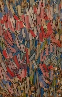 Юрий Гобанов "Цветы".1997 год, бумага , масло 30-21 см. Юрий Иванович Гобанов (1941-2016). 