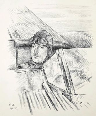 &laquo;Портрет комбрига Попова&raquo;, 1936 г. ДОТИРАЖНЫЙ ЛИСТ! КОЛЛЕКЦИОННАЯ СОХРАННОСТЬ! Бумага 