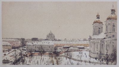 Никольский собор. Н. Бенуа. 20 в. Бумага, литография. Размер 32.0 х 23.5; В хорошем состоянии.