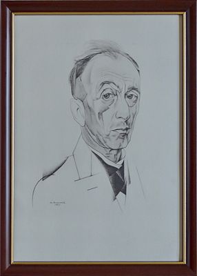 11.	Портрет Зеленского А.Л. Анненков Ю. 1921 год. Бумага, цинкография. Размер рамы: 23.5 х 