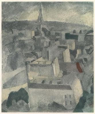 Etude pour La Ville. Роберт Делоне. шелкография, напечатанная в Париже Даниэлем Жакометом и 