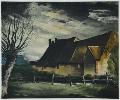 Сельский пейзаж. Морис де Вламинк (1876-1958) 1958г. Бумага, литография MOURLOT АТЕЛЬЕ. Размер: 