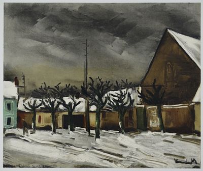 Сельский пейзаж. Морис де Вламинк (1876-1958) 1958г. Бумага, литография MOURLOT АТЕЛЬЕ. Размер: 