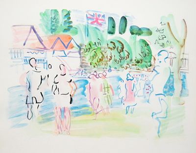 На ипподроме. Рауль Дюфи. Raoul Dufy (1877 - 1953). 1949.год. Бумага, лито-офсет. Размер: 53.0 