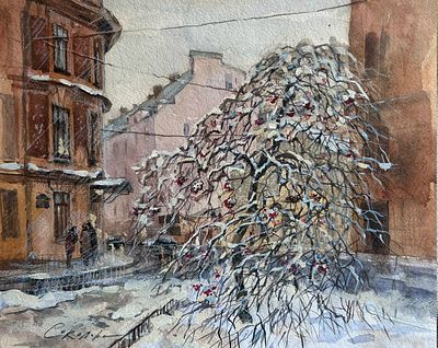 "На Малой Посадской " 30-40 см .бумага , акварель .Е. Соколова.