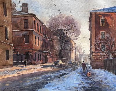 "Витебская улица" 30-40 см.бумага акварель .Е.Соколова.