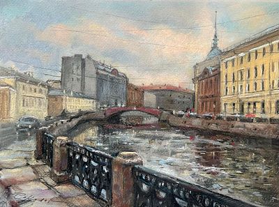 Е. Соколова "Красный мост" 30-40 пастель.Е.Соколова.