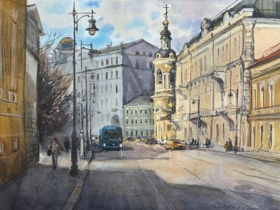 "Москва. Солянка" 30-40 см. бумага акварель. Е.Соколова.