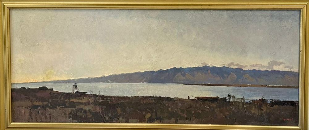 В.Загонек(1919-1984) "Река" 60-150 см . 1950 годы ..Вячеслав Францевич Загонек. Один из 