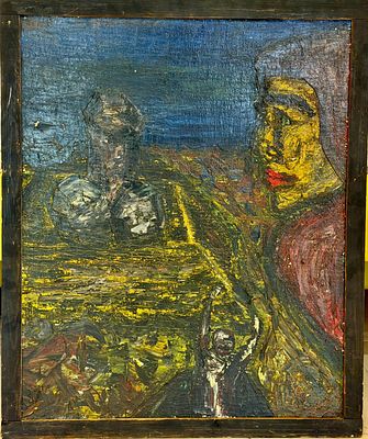 Боб Кошелохов(1942-2021 год) "Легенда о фаллосе" обивка масло, 1981 год. Ленинград. Боб 