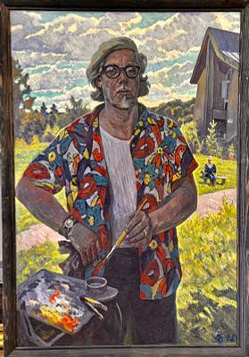 Орест Бетехтин (1928-2020 годы) ."Автопортрет" 120-80.5 см.1985 год. . Орест Георгиевич Бетехтин 