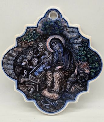 В.Засульская. 1995г. Керамика, глазурь. 23х22см.ручная роспись Евангельского события 