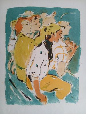 Матюх В. Болельщица. 1959. лист 62х47, из. 46,5х35.см.