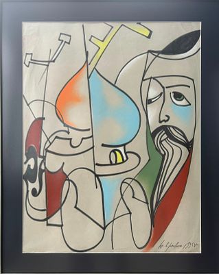 Кряквин Юрий. “ Владыка Панкратий, наместник Валаамского монастыря “. 1995 год. бумага, пастель 