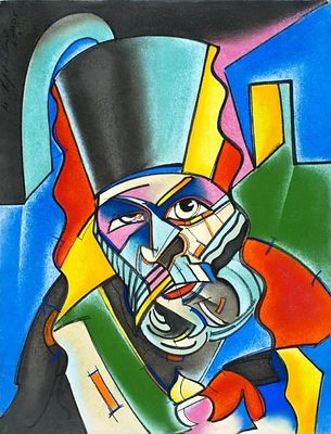 Кряквин Юрий. “ Владыка Панкратий, наместник Валаамского монастыря “. 1995 год. бумага, пастель 