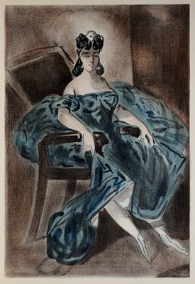 Портрет дамы в синем платье. VERVE №5-6 Июль-Октябрь 1939 года. Бумага, литография. Размер: 