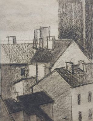Александр Батурин "Таллин" 1963 ГОД, БУМАГА УГОЛЬ 45-36 СМ