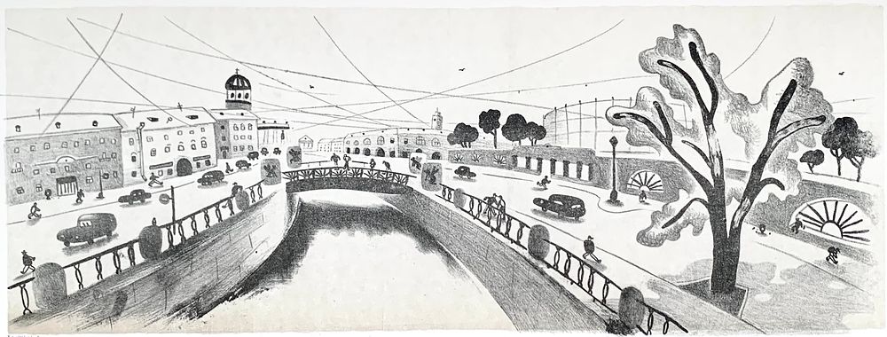 Ася Маракулина. На канале Грибоедова. La citt&agrave; ideale. Кваренги. 2018, литография, лист 