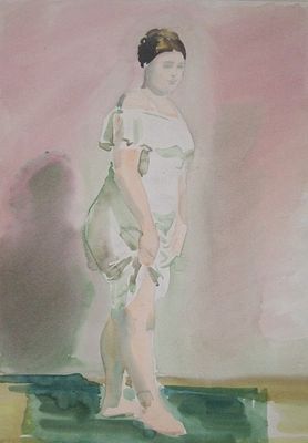 8.	Бутрова М. Модель. 30-е г. бумага. акварель. Размер: 38.5х29.5(р.и.) В хорошем состоянии.