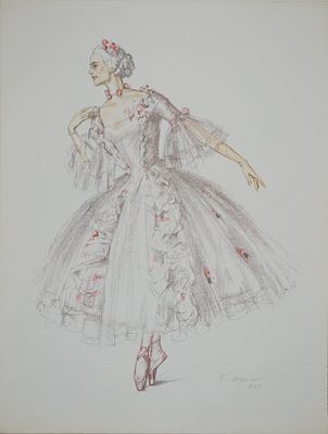 Верейский Г.С. Заслд. Артистка РСФСР Н.А. Петрова. 1955 год. Бумага, лито-офсет. Размер: 38.0 х 