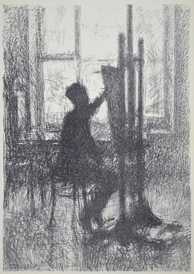 . Верейский Г.С. Молодой художник. 1918 год. Бумага, лито-офсет. Размер: 38.0 х 29.0. 
В 