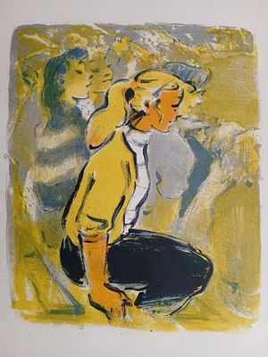Матюх В. Болельщица. 1959. лист 62х47, из. 45х37,5.см. Вера Фёдоровна Матюх (1910-2003) — 