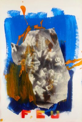BLAIN JULIAN Rognac 1942 “Feu” - BLAIN JULIAN Rognac 1942 “Feu” acrilici spray e collage su 