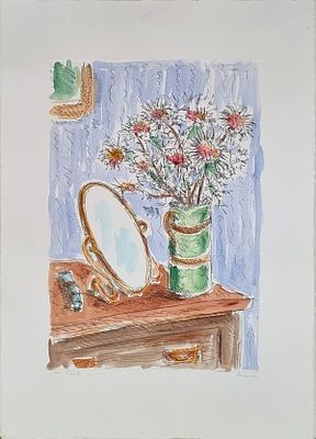 ANDRIUOLI MIMMO Pietrapertosa 1946 "Senza titolo" Incisione su cartoncino colorata a mano cm 