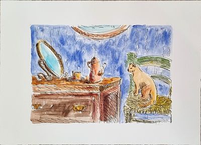 ANDRIUOLI MIMMO Pietrapertosa 1946 "Senza titolo" Incisione su cartoncino colorata a mano cm 