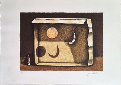 FORTUNATO FRANCO Roma 1946 "Senza titolo" Serigrafia su cartoncino cm 35x25. Firmata sul fronte 