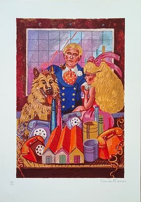 ROMANO DANIELA Napoli 1947 - Roma 2009 "Senza titolo" Serigrafia su cartoncino cm 35x50. Firma 