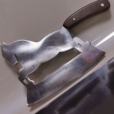 סכין קצבים וינטג', סוס, אמנות כלא סובייטית סכין קצב, גרזן, עבודת יד, נדיר 
26 ס"מ x 16 ס"מ - 418 גרם