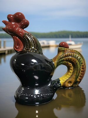 קנקן קרמיקה וינטג' תרנגול Maiolica בוריס ג'ונסון זלנסקי קייב אוקראינה 
27 ס"מ x 26 ס"מ x 12 ס"מ 