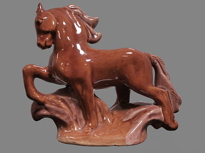 פסל סוס ג'יל סובייטי. פסל סוס וינטג' מאת פרולוב ברית המועצות Gzhel שנות ה-70. קרמי מזוגג 15X14X7 