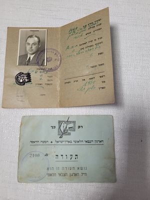 תעודת שרות הארגון הצבאי הלאומיבארץ ישראל המפקדה הראשית.סיכת האצל.מספר סידורי תואם לתעודה.ועוד 