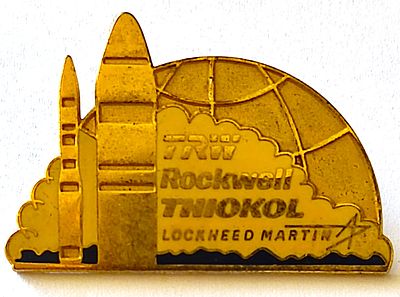Pin. Logos of American companies involved in the development and production of missile systems. 