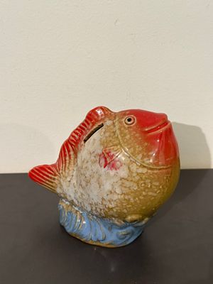 קופה וינטג׳ בצורת דג,קרמיקה עם גלזורה.